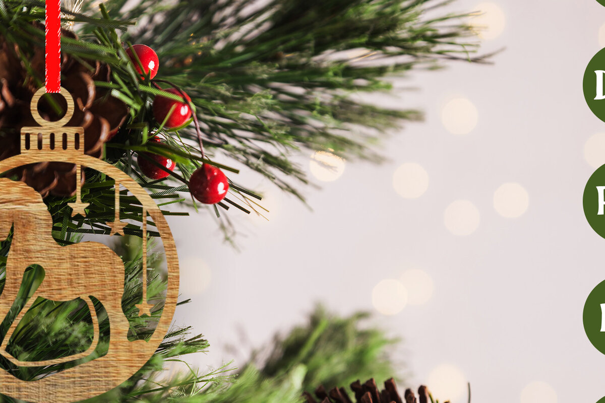 Σετ των 2 Intra απο ξύλο plywood  Χρώμα wenge 3mm-4mm πάχος - Στολίδι Χριστουγεννιάτικου Δέντρου με Δίασταση 6x6 cm INTRAFABR-63181414