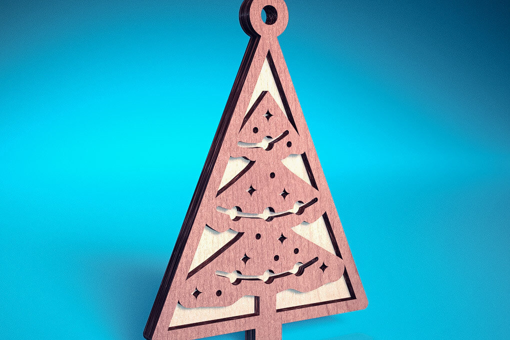 Σετ των 2 Intra απο ξύλο plywood  Χρώμα wenge 3mm-4mm πάχος - Στολίδι χριστουγεννιάτικου δέντρου με λέιζερ | Δίασταση 6x6 cm INTRAFABR-100910330