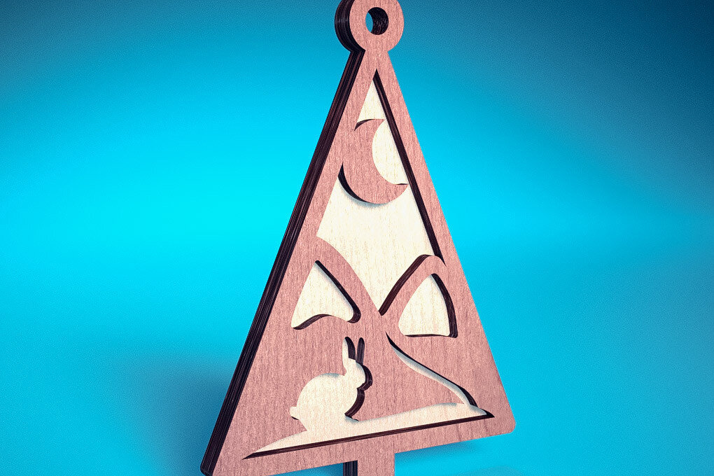 Σετ των 2 Intra απο ξύλο plywood  Χρώμα wenge 3mm-4mm πάχος - Στολίδι χριστουγεννιάτικου δέντρου με λέιζερ | Δίασταση 6x6 cm INTRAFABR-100910435