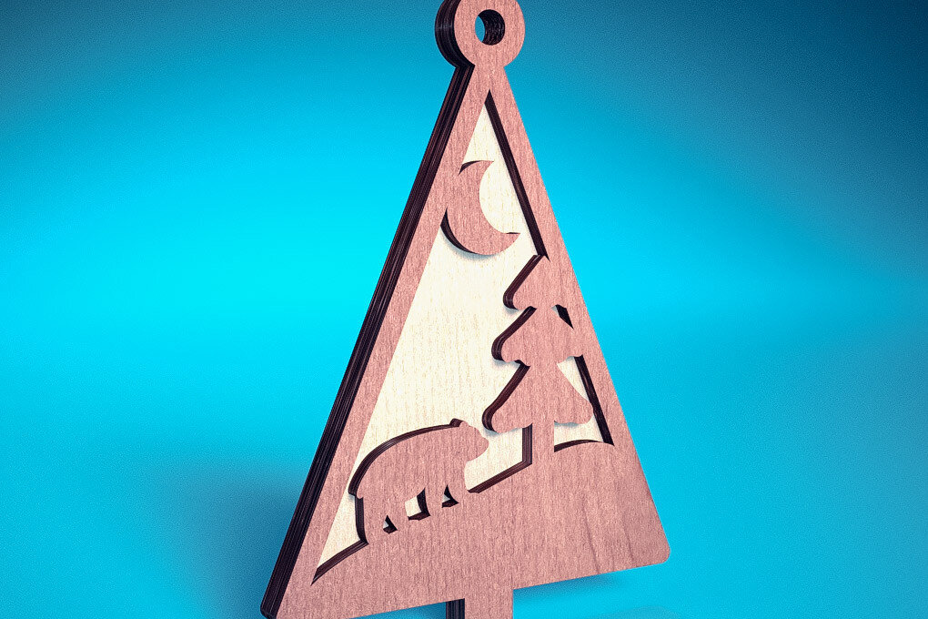 Σετ των 2 Intra απο ξύλο plywood  Χρώμα wenge 3mm-4mm πάχος - Στολίδι χριστουγεννιάτικου δέντρου με λέιζερ | Δίασταση 6x6 cm INTRAFABR-100872631