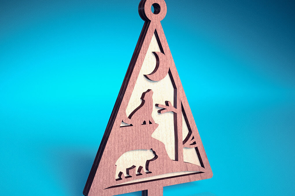 Σετ των 2 Intra απο ξύλο plywood  Χρώμα wenge 3mm-4mm πάχος - Στολίδι χριστουγεννιάτικου δέντρου με λέιζερ | Δίασταση 6x6 cm INTRAFABR-100873107