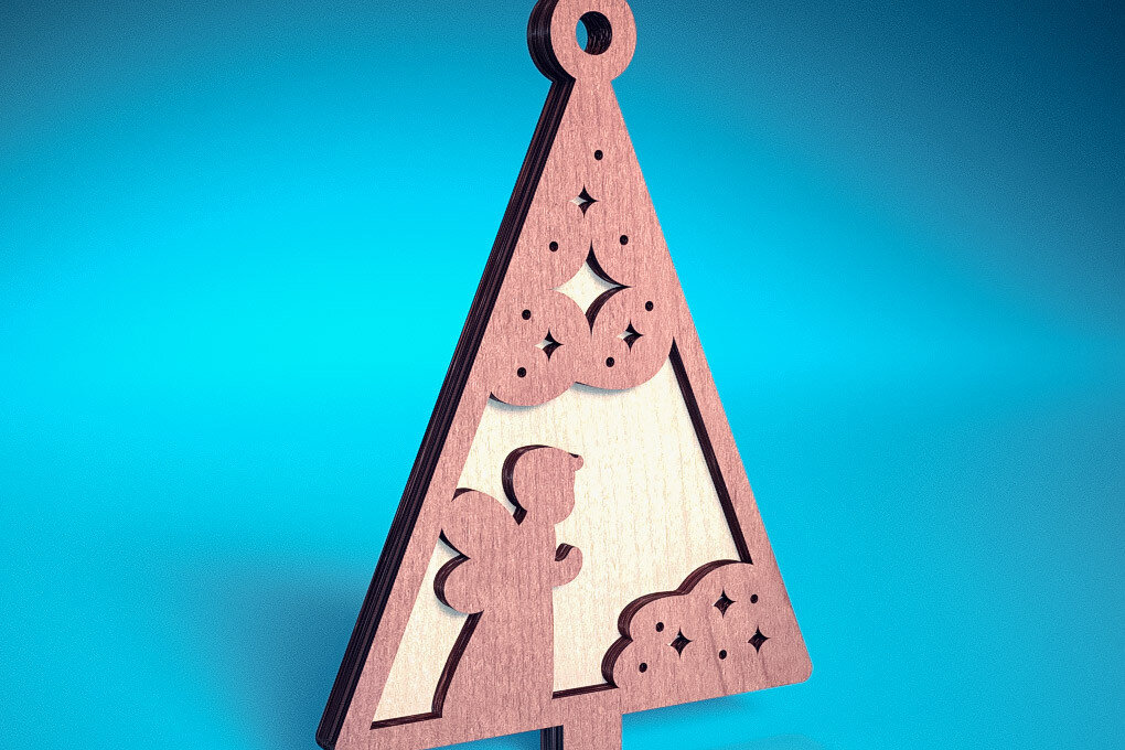 Σετ των 2 Intra απο ξύλο plywood  Χρώμα wenge 3mm-4mm πάχος - Στολίδι χριστουγεννιάτικου δέντρου με λέιζερ | Δίασταση 6x6 cm INTRAFABR-100910390