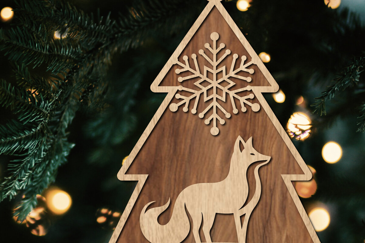 Σετ των 2 Intra απο ξύλο plywood  Χρώμα wenge 3mm-4mm πάχος - Στολίδι Χριστουγεννιάτικου Δέντρου με Δίασταση 6x6 cm INTRAFABR-105326050