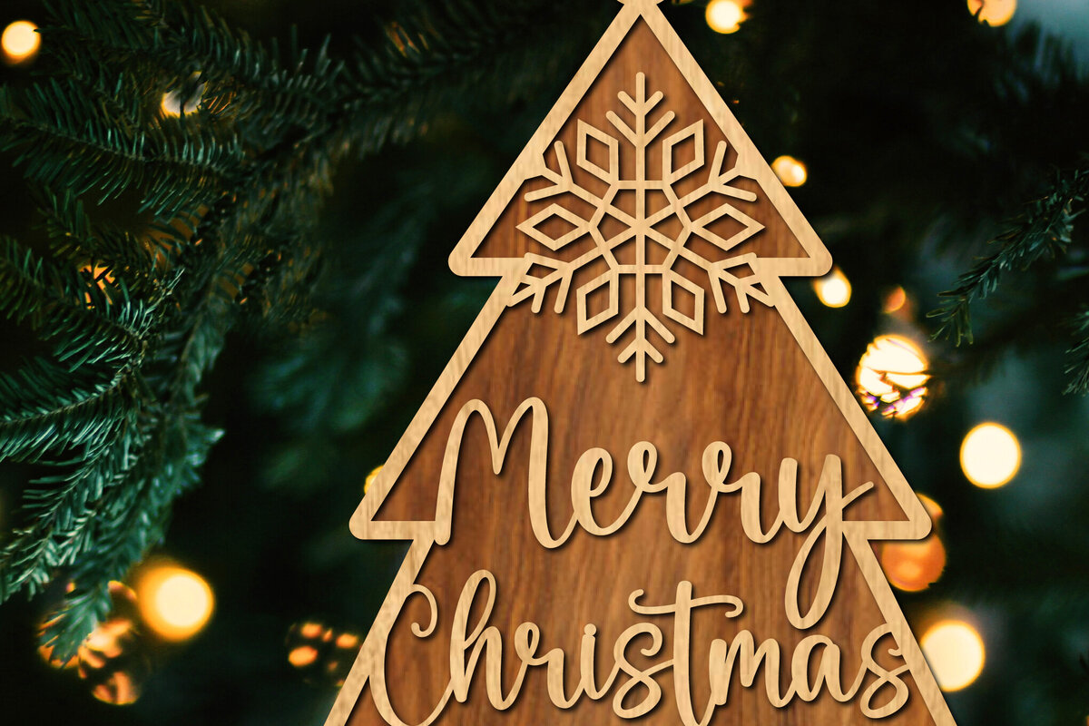 Σετ των 2 Intra απο ξύλο plywood  Χρώμα wenge 3mm-4mm πάχος - Στολίδι Χριστουγεννιάτικου Δέντρου με Δίασταση 6x6 cm INTRAFABR-103952766