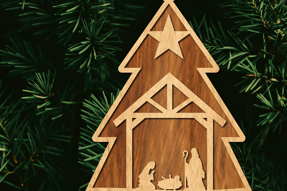 Σετ των 2 Intra απο ξύλο plywood  Χρώμα wenge 3mm-4mm πάχος - Στολίδι Χριστουγεννιάτικου Δέντρου με Δίασταση 6x6 cm INTRAFABR-107977460