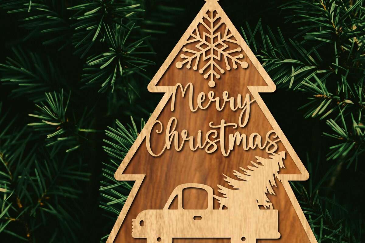 Σετ των 2 Intra απο ξύλο plywood  Χρώμα wenge 3mm-4mm πάχος - Στολίδι Χριστουγεννιάτικου Δέντρου με Δίασταση 6x6 cm INTRAFABR-103581331