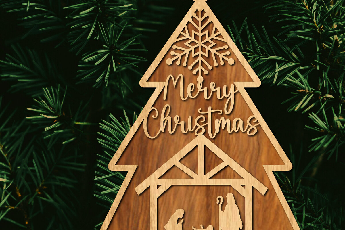 Σετ των 2 Intra απο ξύλο plywood  Χρώμα wenge 3mm-4mm πάχος - Στολίδι Χριστουγεννιάτικου Δέντρου με Δίασταση 6x6 cm INTRAFABR-37164219