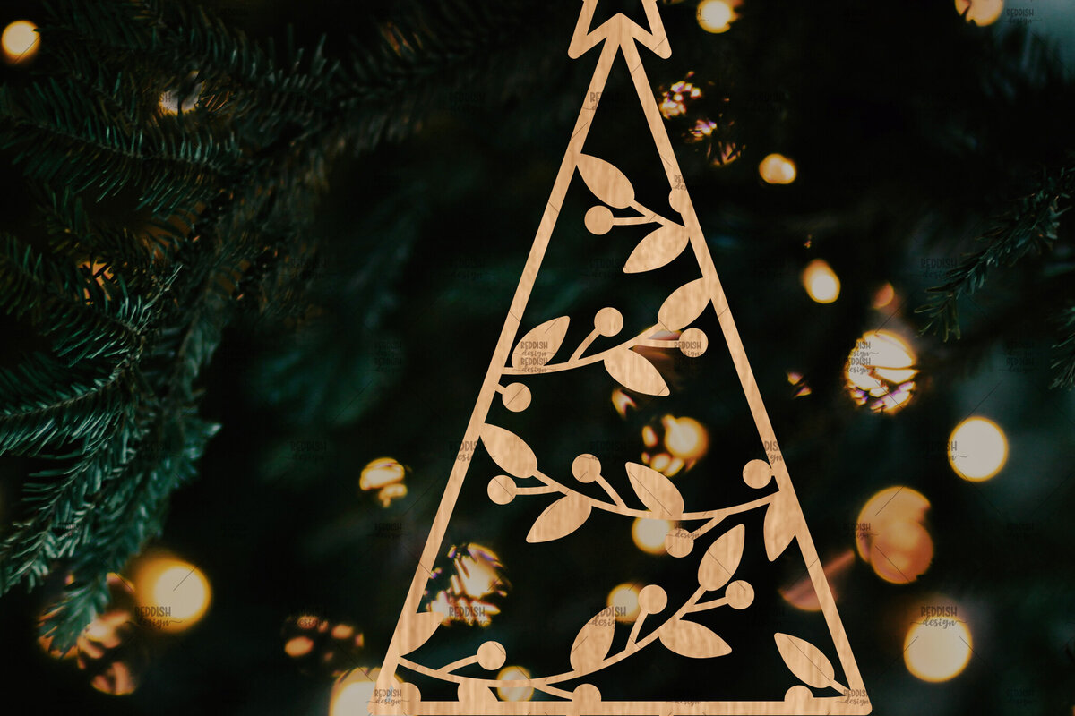 Σετ των 2 Intra απο ξύλο plywood  Χρώμα wenge 3mm-4mm πάχος - Στολίδι Χριστουγεννιάτικου Δέντρου με Δίασταση 6x6 cm INTRAFABR-105127802