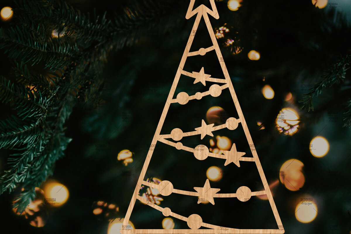 Σετ των 2 Intra απο ξύλο plywood  Χρώμα wenge 3mm-4mm πάχος - Στολίδι Χριστουγεννιάτικου Δέντρου με Δίασταση 6x6 cm INTRAFABR-105127859