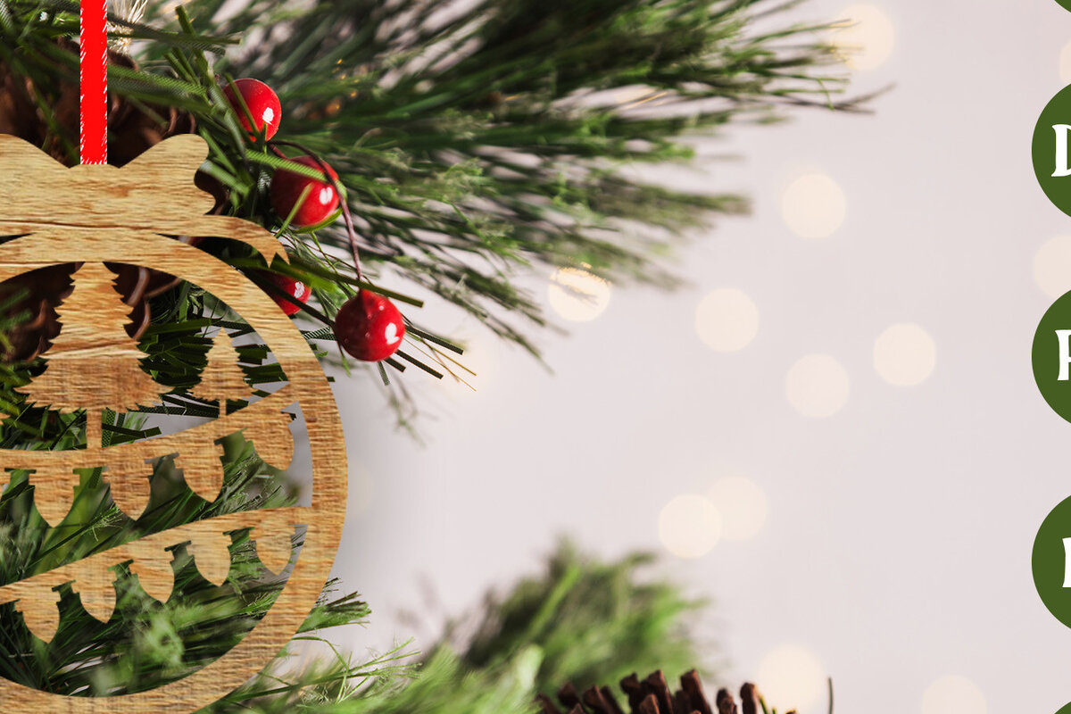 Σετ των 2 Intra απο ξύλο plywood  Χρώμα wenge 3mm-4mm πάχος - Στολίδι Χριστουγεννιάτικου Δέντρου με Δίασταση 6x6 cm INTRAFABR-78712182