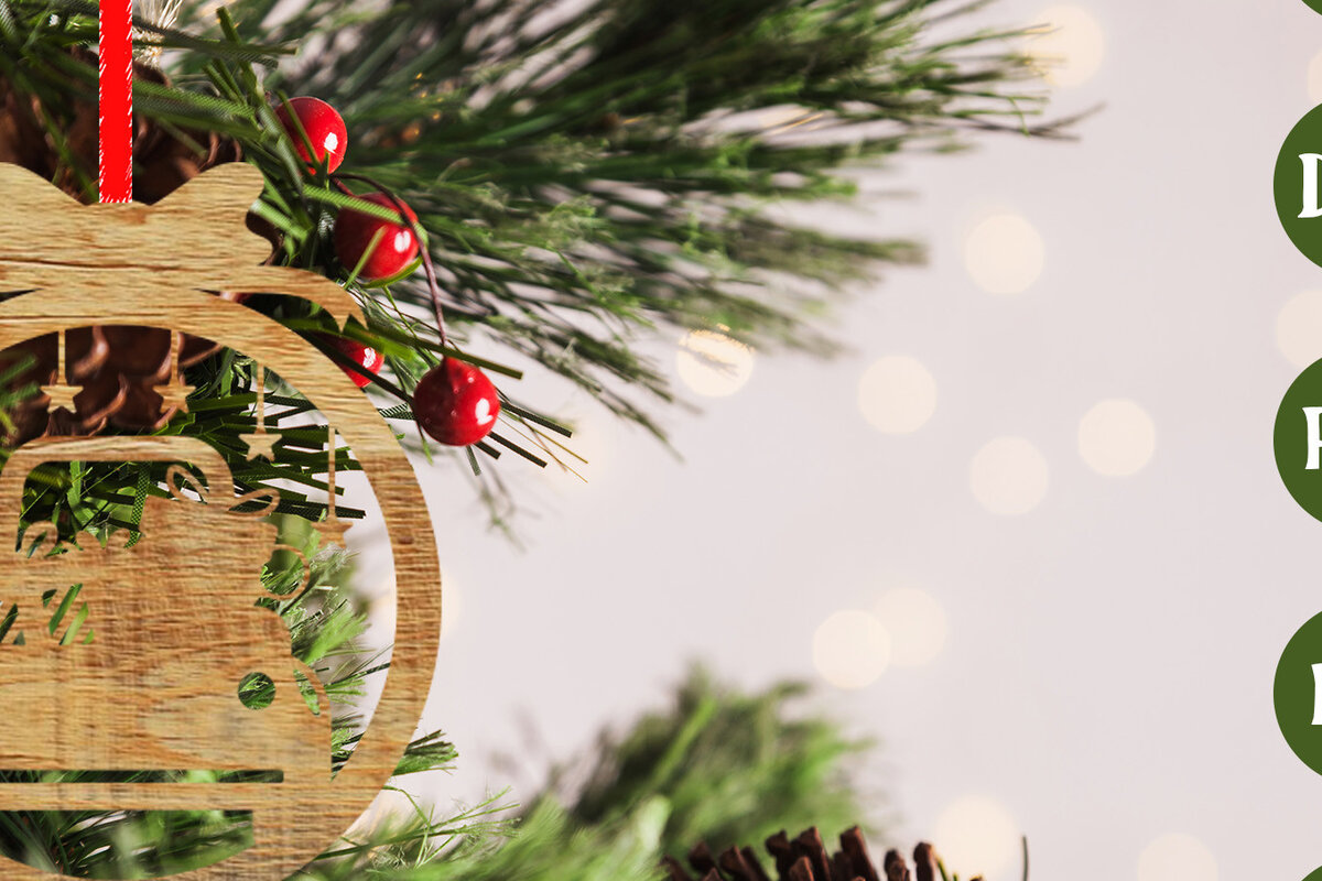 Σετ των 2 Intra απο ξύλο plywood  Χρώμα wenge 3mm-4mm πάχος - Στολίδι Χριστουγεννιάτικου Δέντρου με Δίασταση 6x6 cm INTRAFABR-78712190