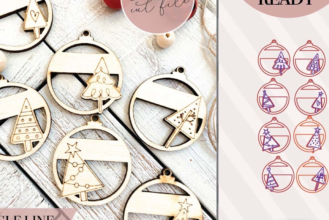 Σετ των 2 Intra απο ξύλο plywood  Χρώμα wenge 3mm-4mm πάχος - Αρχεία λέιζερ στολίδια χριστουγεννιάτικου δέντρου Δίασταση 6x6 cm INTRAFABR-76050351