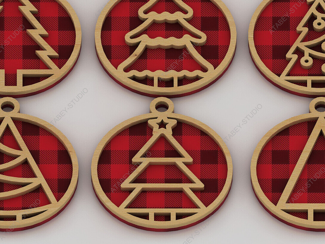 Σετ των 2 Intra απο ξύλο plywood  Χρώμα wenge 3mm-4mm πάχος - Χριστουγεννιάτικα στολίδια για το νέο έτος Δίασταση 6x6 cm INTRAFABR-78900232