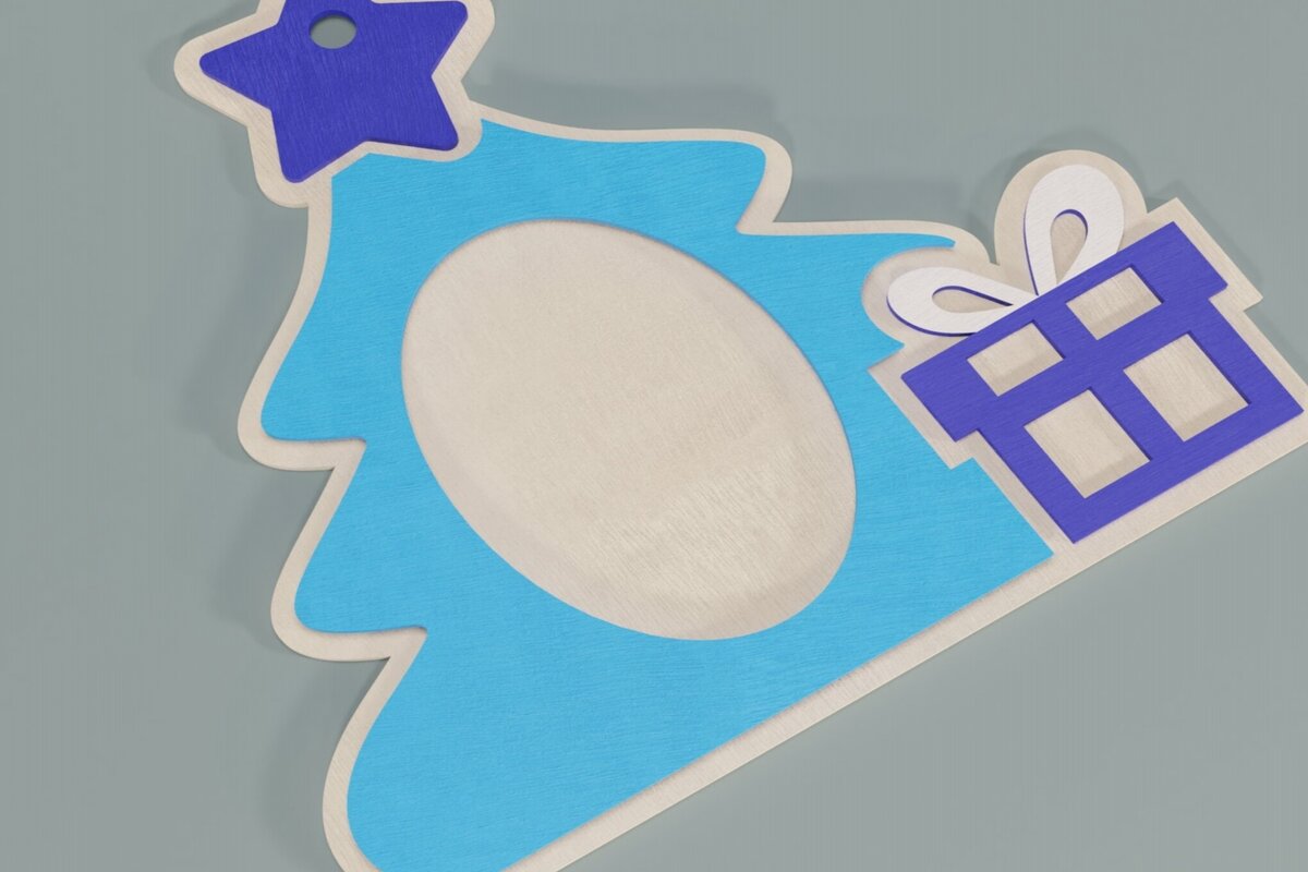 Intra απο ξύλο plywood  Χρώμα wenge 3mm-4mm πάχος - Χριστουγεννιάτικο δέντρο κορνίζα Δίασταση 20x25 cm INTRAFABR-75317831