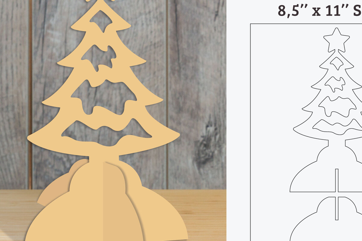 Intra απο ξύλο plywood  Χρώμα wenge 3mm-4mm πάχος - Πρότυπο κοπής με εκτυπώσιμο χριστουγεννιάτικο δέντρο Δίασταση 20x20 cm INTRAFABR-75317872