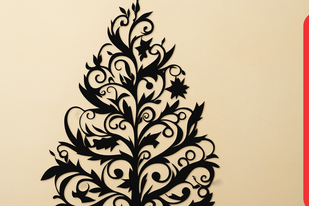 Σετ των 2 Intra απο ξύλο plywood  Χρώμα wenge 3mm-4mm πάχος - κομμένο Silhouette Χριστουγεννιάτικου Δέντρου Δίασταση 6x6 cm INTRAFABR-105850441