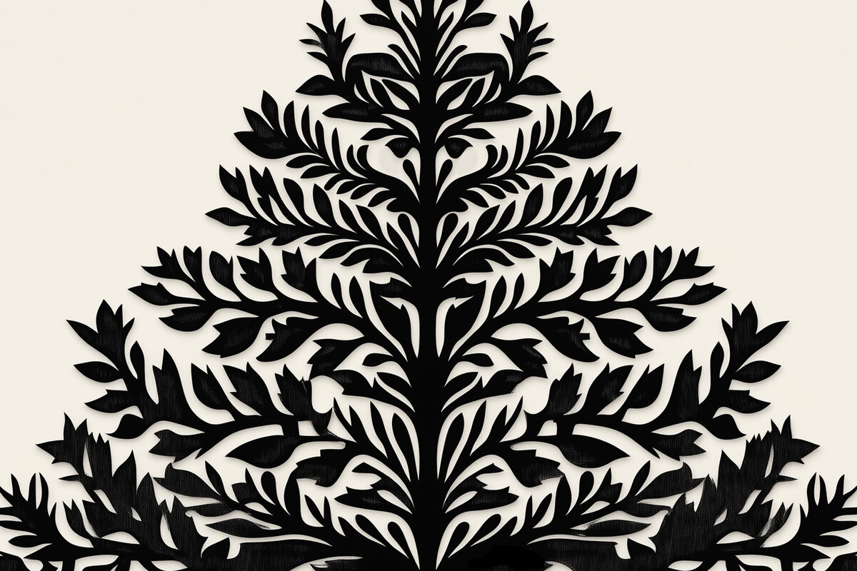 Σετ των 2 Intra απο ξύλο plywood  Χρώμα wenge 3mm-4mm πάχος - κομμένο Silhouette Χριστουγεννιάτικου Δέντρου Δίασταση 6x6 cm INTRAFABR-105850434