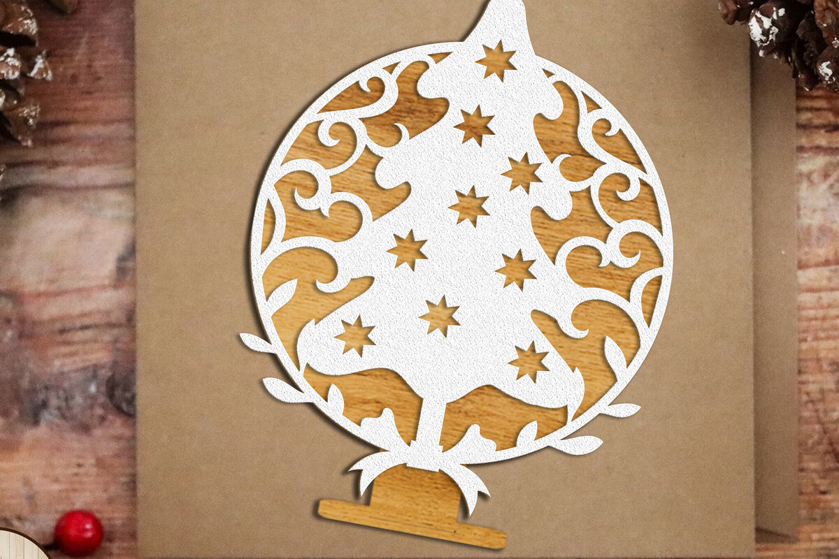 Σετ των 2 Intra απο ξύλο plywood  Χρώμα wenge 3mm-4mm πάχος - Πρότυπο διακόσμησης βάσης χριστουγεννιάτικου δέντρου Δίασταση 6x7 cm INTRAFABR-37561911