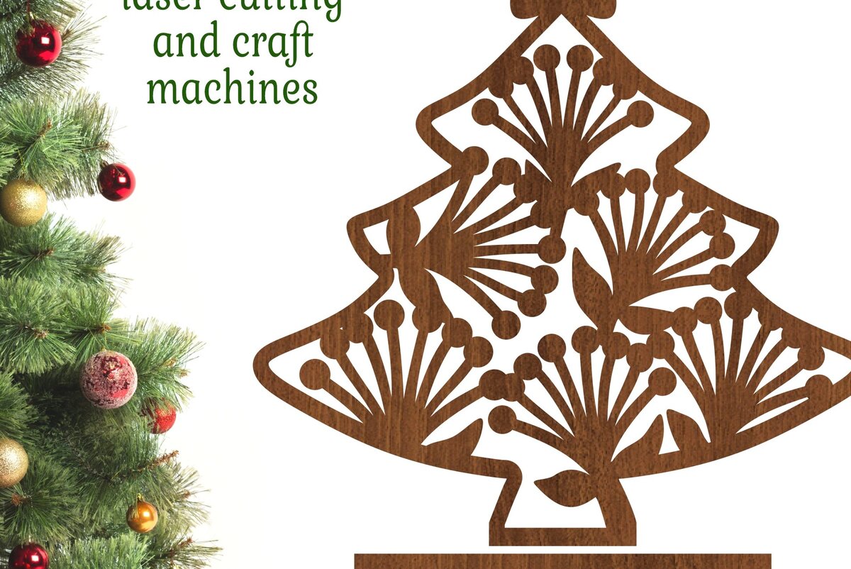 Intra απο ξύλο plywood  Χρώμα wenge 3mm-4mm πάχος - Στάση Χριστουγεννιάτικου Δέντρου, κοπής με λέιζερ Δίασταση 30x20 cm INTRAFABR-106949846