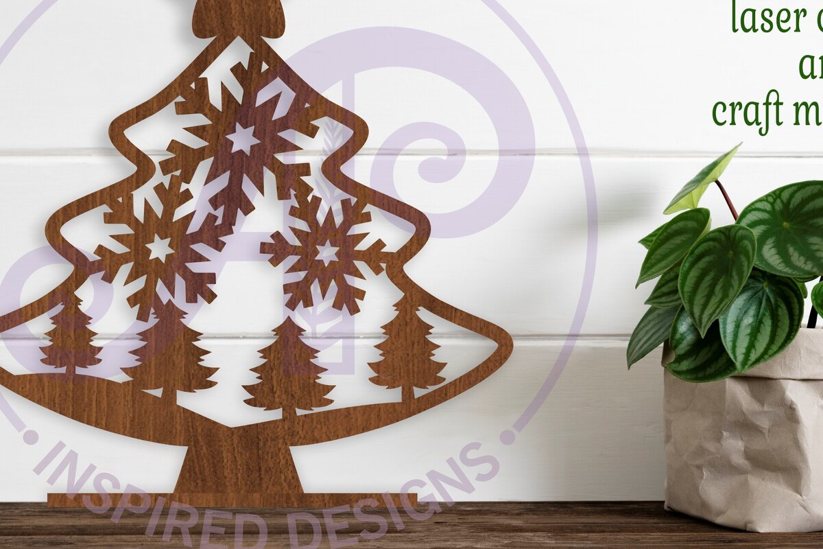 Intra απο ξύλο plywood  Χρώμα wenge 3mm-4mm πάχος - Στάση Χριστουγεννιάτικου Δέντρου, κοπής με λέιζερ Δίασταση 30x20 cm INTRAFABR-104354431