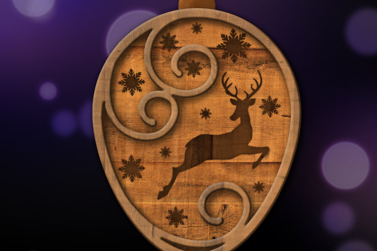 Σετ των 2 Intra απο ξύλο plywood  Χρώμα wenge 3mm-4mm πάχος - Παιχνίδι Χριστουγεννιάτικου Δέντρου, Στολίδι ελαφιών Δίασταση 4x4 cm INTRAFABR-101130042