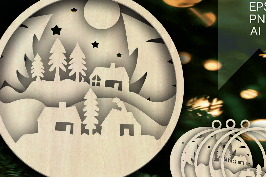 Σετ των 2 Intra απο ξύλο plywood  Χρώμα wenge 3mm-4mm πάχος - Αρχεία κομμένα με λέιζερ για χριστουγεννιάτικο δέντρο Δίασταση 6x6 cm INTRAFABR-105764491