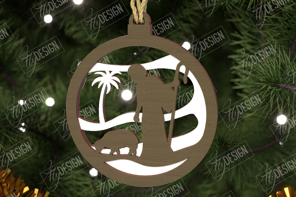 Σετ των 2 Intra απο ξύλο plywood  Χρώμα wenge 3mm-4mm πάχος - Παιχνίδι Χριστουγεννιάτικου Δέντρου | Σκηνή της Γέννησης |CNC Δίασταση 6x6 cm INTRAFABR-82416741