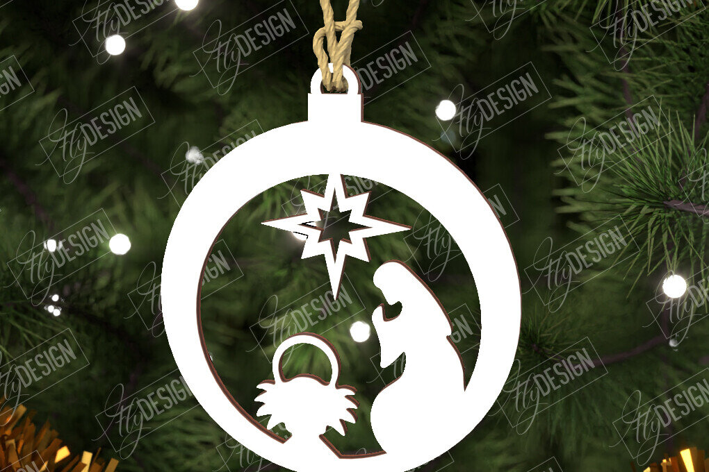 Σετ των 2 Intra απο ξύλο plywood  Χρώμα wenge 3mm-4mm πάχος - Παιχνίδι Χριστουγεννιάτικου Δέντρου | Σκηνή της Γέννησης |CNC Δίασταση 6x6 cm INTRAFABR-103829726