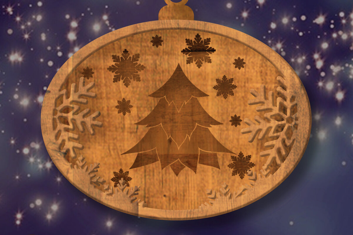 Σετ των 2 Intra απο ξύλο plywood  Χρώμα wenge 3mm-4mm πάχος - Στολίδι παιχνίδι Χριστουγεννιάτικου Δέντρου, κομμένο Δίασταση 4x4 cm INTRAFABR-124575411