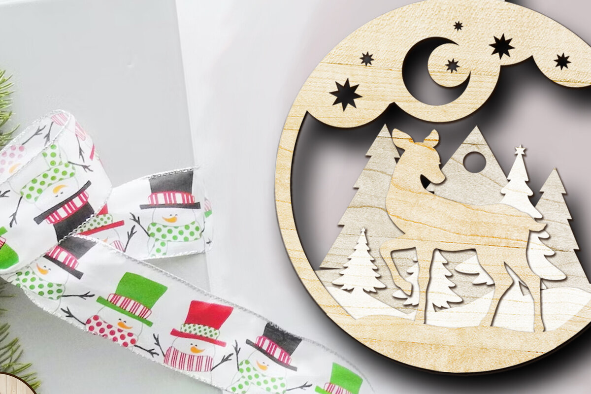 Σετ των 2 Intra απο ξύλο plywood  Χρώμα wenge 3mm-4mm πάχος - Στολίδι για το Χριστουγεννιάτικο Δέντρο, Πολυστρωματικό Δίασταση 4x4 cm INTRAFABR-124575739