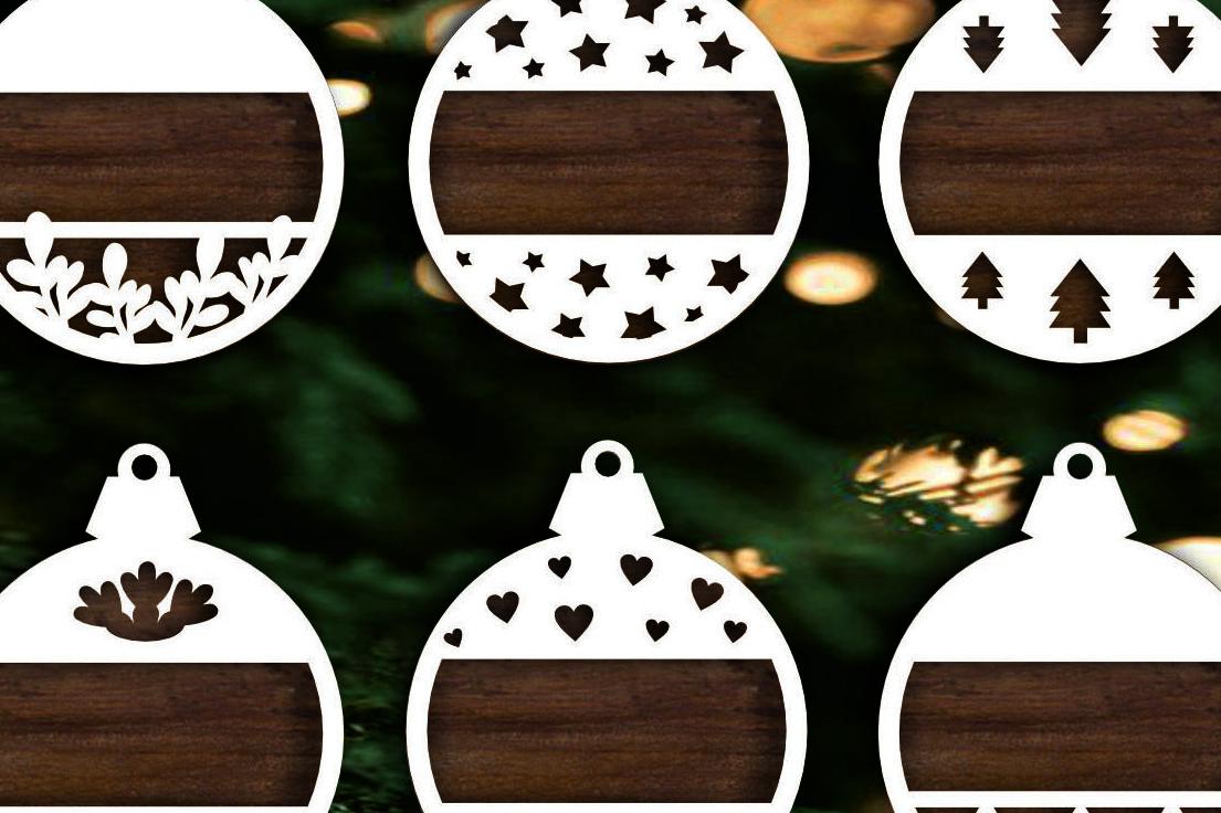 Σετ των 2 Intra απο ξύλο plywood  Χρώμα wenge 3mm-4mm πάχος - Χριστουγεννιάτικο Δέντρο Παιχνίδια Μπιχλιμπίδι Κόψιμο με λέιζερ Δίασταση 6x6 cm INTRAFABR-104163939