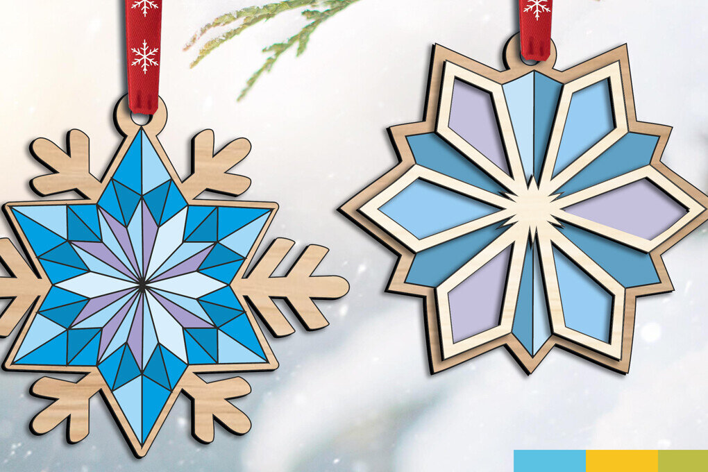 Σετ των 2 Intra απο ξύλο plywood  Χρώμα wenge 3mm-4mm πάχος - Χριστουγεννιάτικο δέντρο παιχνίδια στολίδι Πάπλωμα αχυρώνα Δίασταση 6x6 cm INTRAFABR-79860164