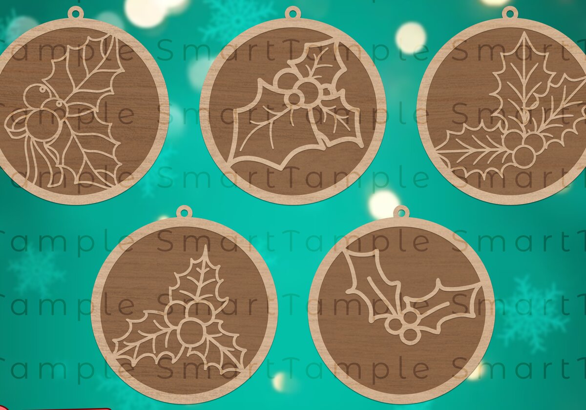 Σετ των 2 Intra απο ξύλο plywood  Χρώμα wenge 3mm-4mm πάχος - Χριστουγεννιάτικο Δέντρο Παιχνίδια Πακέτο κοπής με λέιζερ Δίασταση 6x6 cm INTRAFABR-103952849