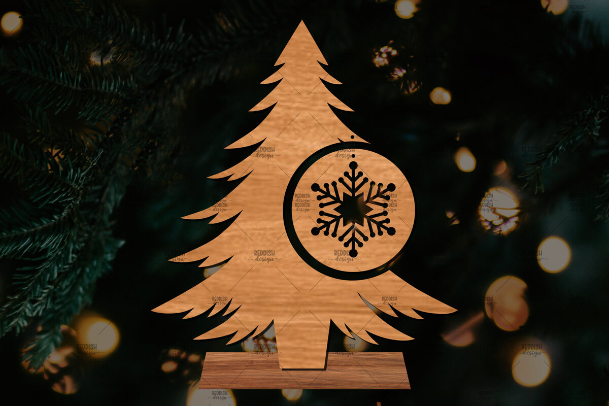 Intra απο ξύλο plywood  Χρώμα wenge 3mm-4mm πάχος - Στάση κοπής με λέιζερ Χριστουγεννιάτικα δέντρα Δίασταση 20x20 cm INTRAFABR-101413357