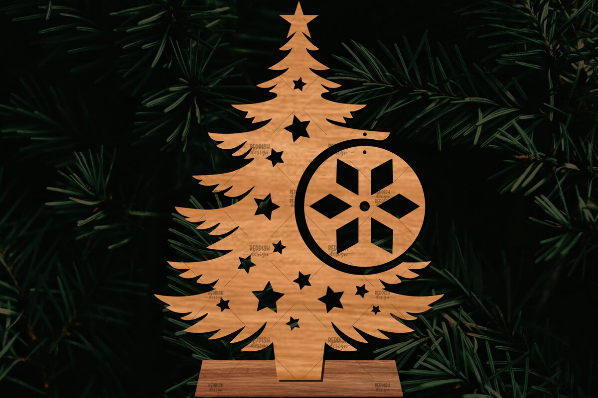 Intra απο ξύλο plywood  Χρώμα wenge 3mm-4mm πάχος - Στάση κοπής με λέιζερ Χριστουγεννιάτικα δέντρα Δίασταση 20x20 cm INTRAFABR-101413501