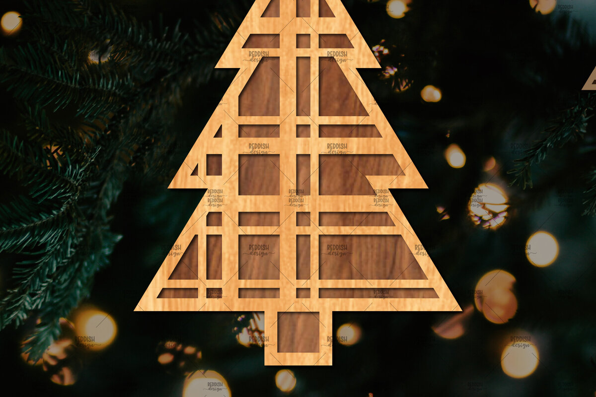 Intra απο ξύλο plywood  Χρώμα wenge 3mm-4mm πάχος - Στάση κοπής με λέιζερ Χριστουγεννιάτικα δέντρα Δίασταση 20x20 cm INTRAFABR-74885898