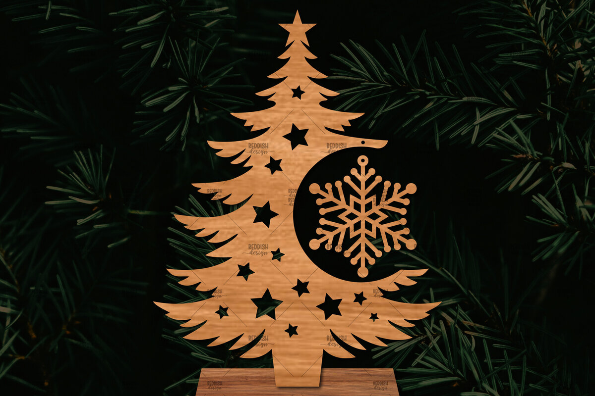 Intra απο ξύλο plywood  Χρώμα wenge 3mm-4mm πάχος - Στάση κοπής με λέιζερ Χριστουγεννιάτικα δέντρα Δίασταση 20x20 cm INTRAFABR-101756255