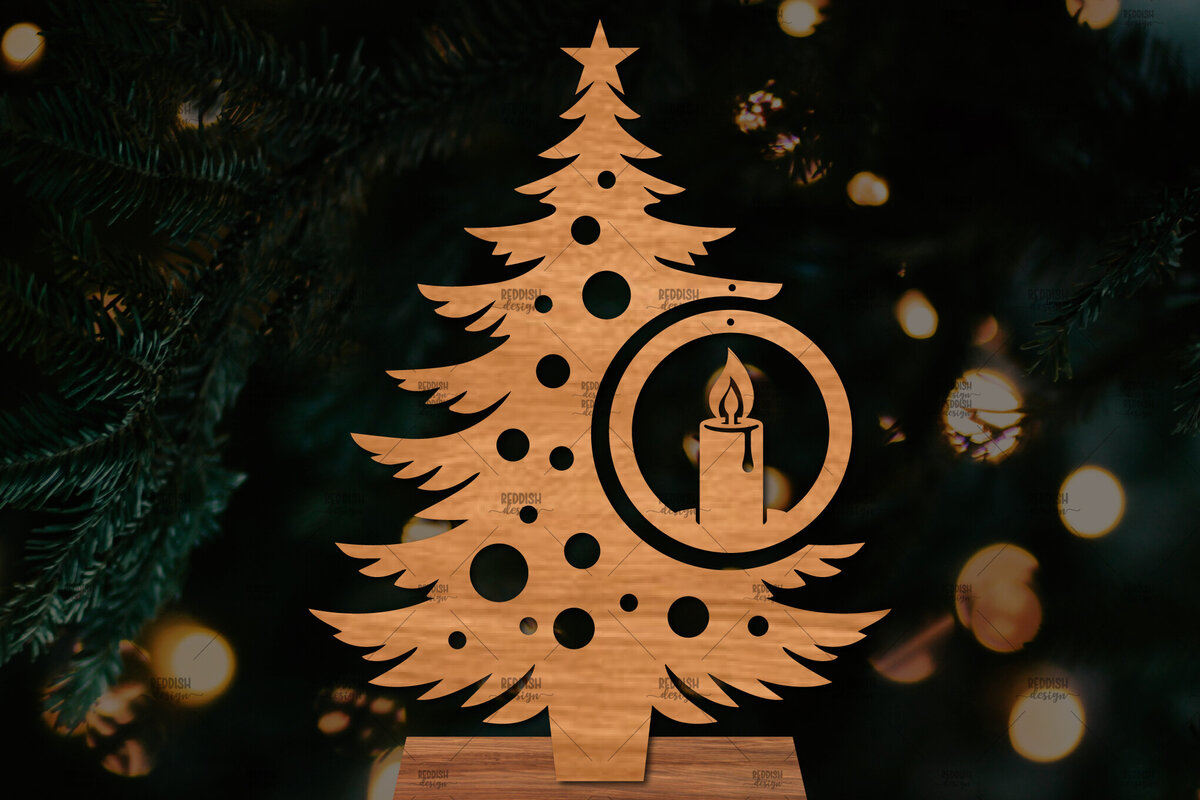 Intra απο ξύλο plywood  Χρώμα wenge 3mm-4mm πάχος - Στάση κοπής με λέιζερ Χριστουγεννιάτικα δέντρα Δίασταση 20x20 cm INTRAFABR-100845246