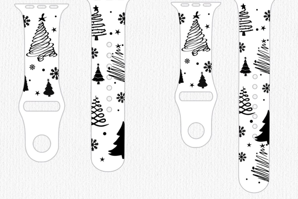 Intra απο ξύλο plywood  Χρώμα wenge 3mm-4mm πάχος - Christmas Trees Watch Band Laser Δίασταση 15x15 cm INTRAFABR-100535355