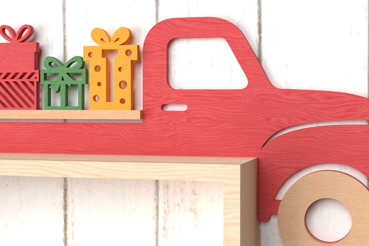 Intra απο ξύλο plywood  Χρώμα wenge 3mm-4mm πάχος - Χριστουγεννιάτικη διακόσμηση ραφιών φορτηγού Δίασταση 30x20 cm INTRAFABR-100535623