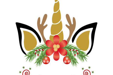 Σετ των 2 Intra απο ξύλο plywood  Χρώμα wenge 3mm-4mm πάχος - Χριστουγεννιάτικος μονόκερος, διανυσματικά σχέδια Δίασταση 15x15 cm INTRAFABR-105053804