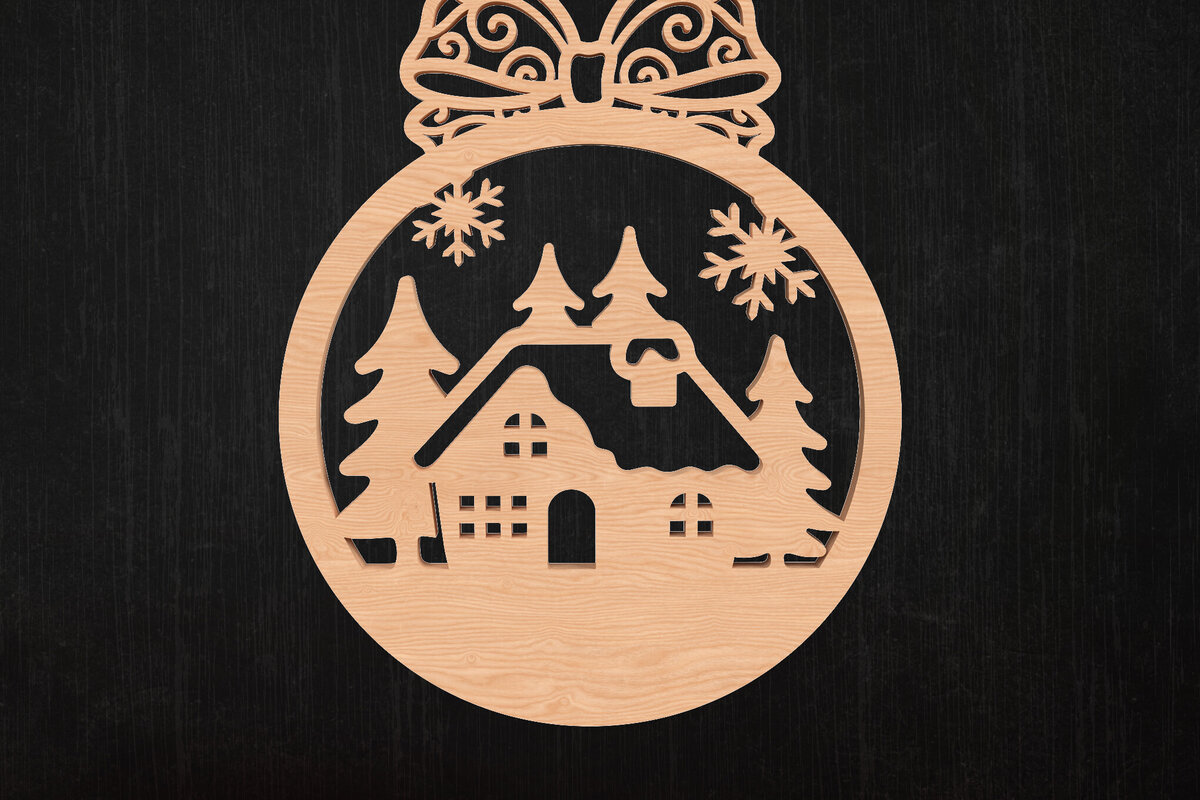 Σετ των 2 Intra απο ξύλο plywood  Χρώμα wenge 3mm-4mm πάχος - Χριστουγεννιάτικου Στολίδι Χωριού Δίασταση 6x6 cm INTRAFABR-105340806