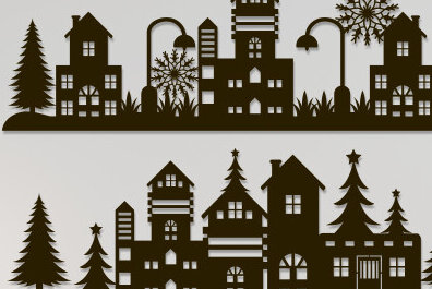 Σετ των 2 Intra απο ξύλο plywood  Χρώμα wenge 3mm-4mm πάχος - Χριστουγεννιάτικη χωριάτικη κοπή χαρτιού Δίασταση 15x15 cm INTRAFABR-103869386