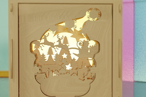 Intra απο ξύλο plywood  Χρώμα wenge 3mm-4mm πάχος - CHRISTMAS Village Shadow Box Δίασταση 25x25 cm INTRAFABR-105340492