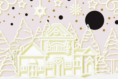 Intra απο ξύλο plywood  Χρώμα wenge 3mm-4mm πάχος - Christmas Village Shadowbox 992 Δίασταση 15x15 cm INTRAFABR-105340523