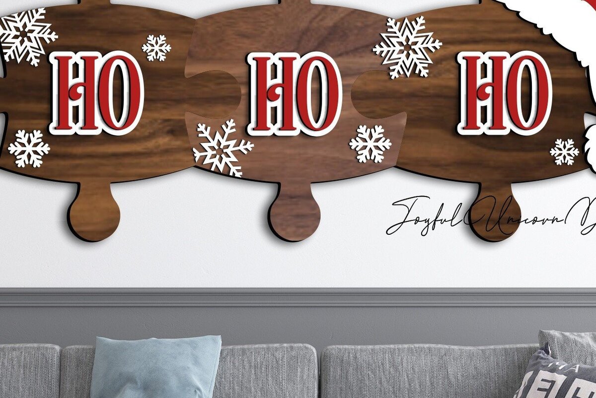 Intra απο ξύλο plywood  Χρώμα wenge 3mm-4mm πάχος - Χριστουγεννιάτικο παζλ τοίχου Δίασταση 22x52 cm INTRAFABR-41092482