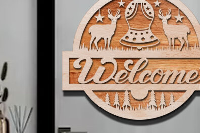 Intra απο ξύλο plywood  Χρώμα wenge 3mm-4mm πάχος - Χριστουγεννιάτικο σημάδι καλωσορίσματος Δίασταση 15x15 cm INTRAFABR-121349194