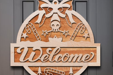 Intra απο ξύλο plywood  Χρώμα wenge 3mm-4mm πάχος - Χριστουγεννιάτικο σημάδι καλωσορίσματος Δίασταση 15x15 cm INTRAFABR-121349189