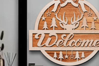 Intra απο ξύλο plywood  Χρώμα wenge 3mm-4mm πάχος - Χριστουγεννιάτικο σημάδι καλωσορίσματος Δίασταση 15x15 cm INTRAFABR-122389184