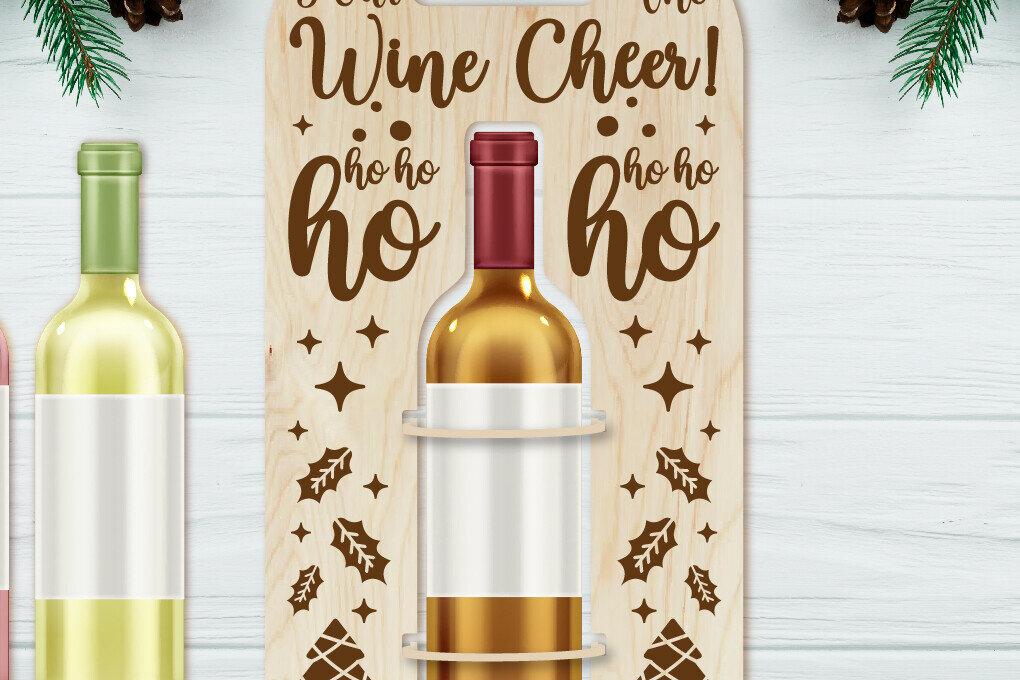 Σετ των 2 Intra απο ξύλο plywood  Χρώμα wenge 3mm-4mm πάχος - Θήκη χριστουγεννιάτικου μπουκαλιού κρασιού | Χριστούγεννα Δίασταση 4x14 cm INTRAFABR-102486995